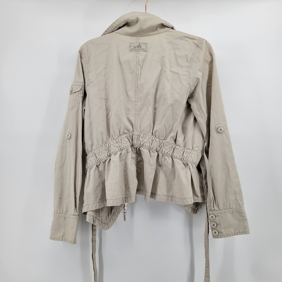 Armani exchange cotton self tie belted utility jacket M khaki tan - Picture 5 of 5
